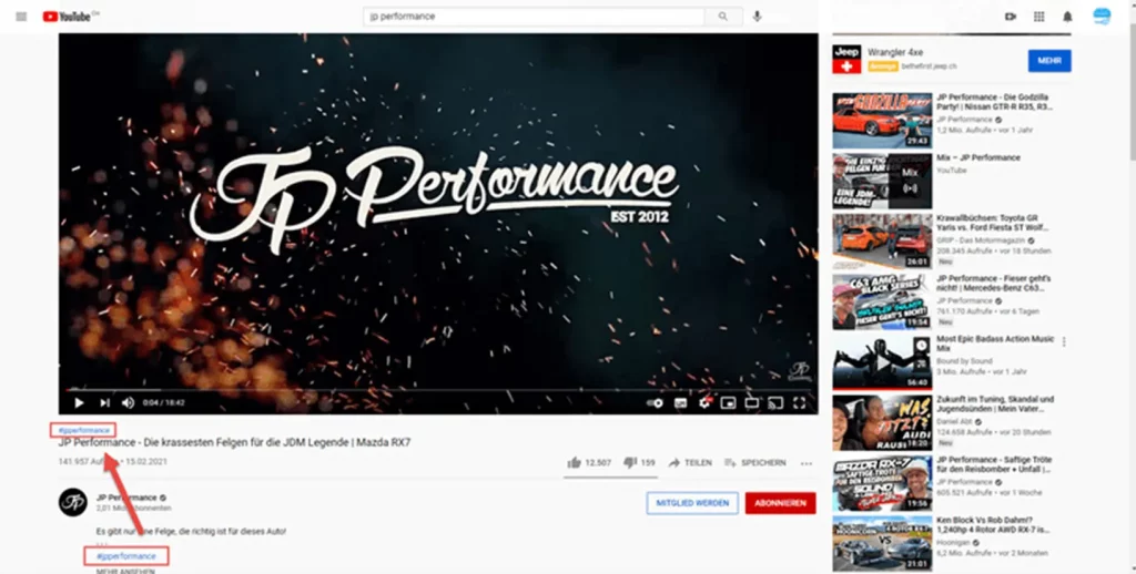 So wird das Hashtag oberhalb vom Titel angezeigt So wird das Hashtag oberhalb vom Titel angezeigt