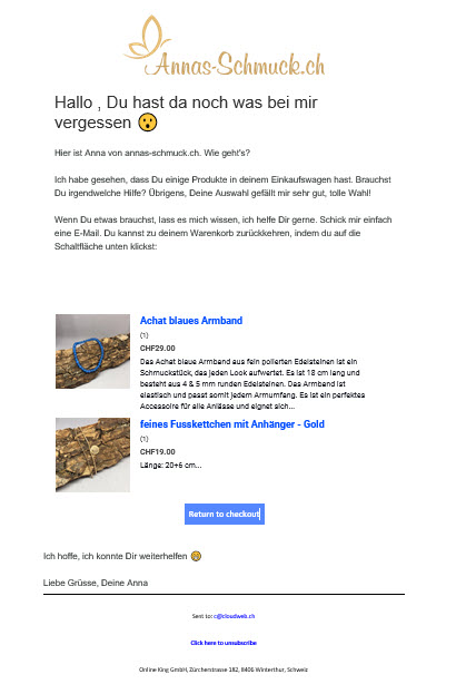 Warenkorbabbruch Reminder