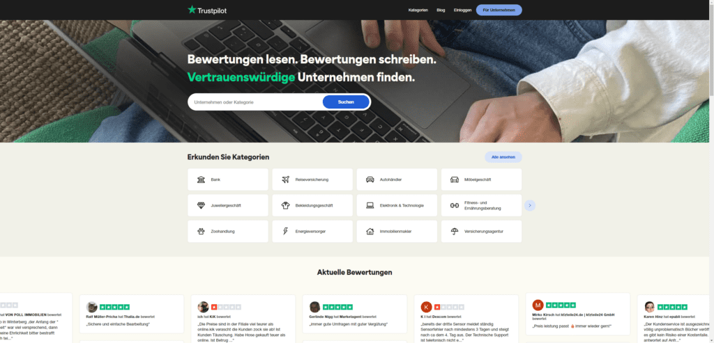trustpilot bewertung website