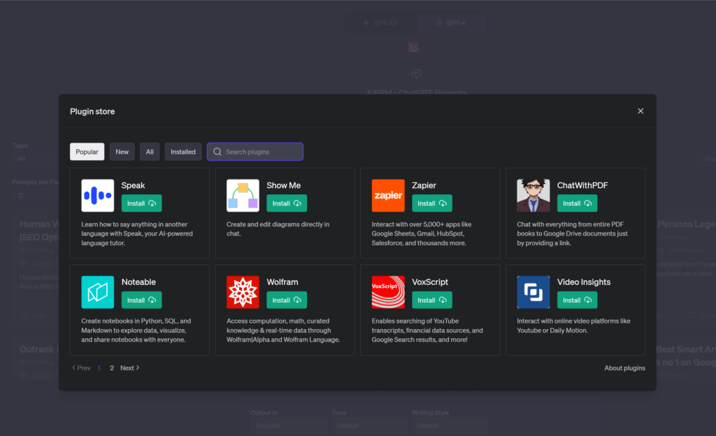 Plugin Store ChatGPT