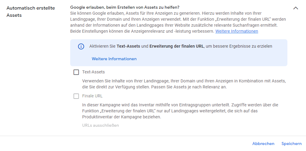 PMAX URL Erweiterung