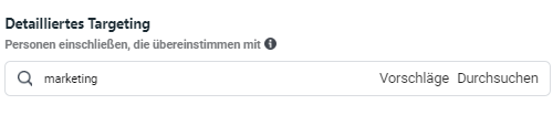 vordefinierte zielgruppen suche meta